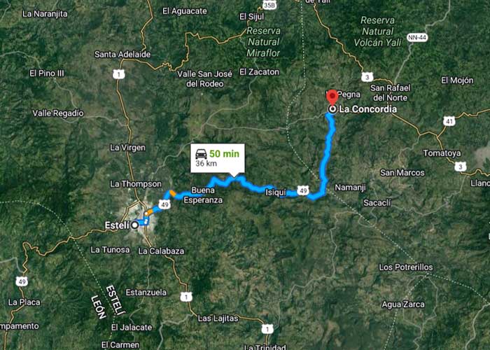 Foto: Sector del accidente entre Estelí y La Concordia / Google Maps