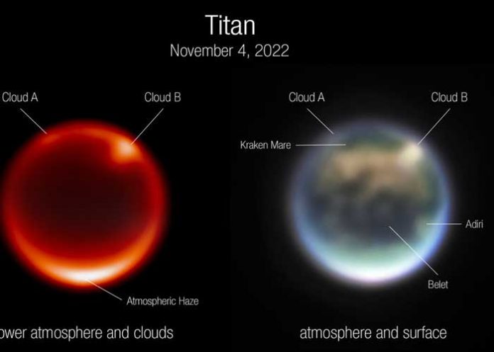 Descubren nubes en Titan, la mayor luna de Saturno