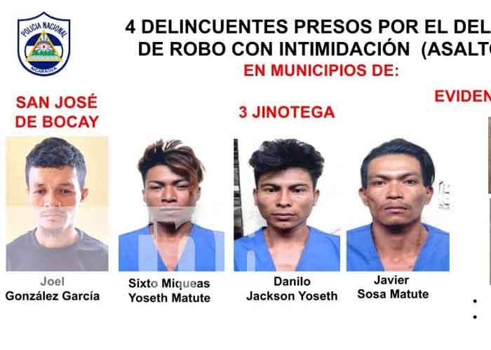 Desarticulación delincuencial en Jinotega