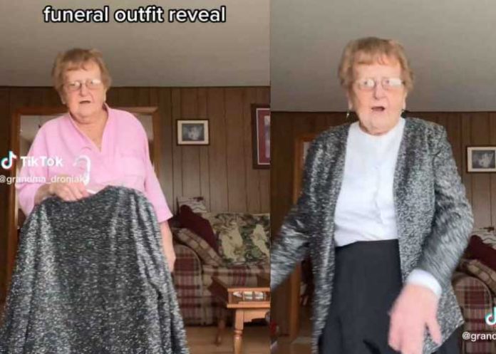 Abuelita muestra con mucha actitud la ropa que desea usar en su funeral