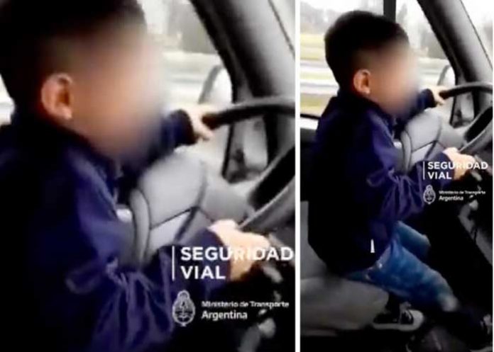 “Llévalo derechito”: Niño de 7 años es obligado a conducir un camión (VIDEO)