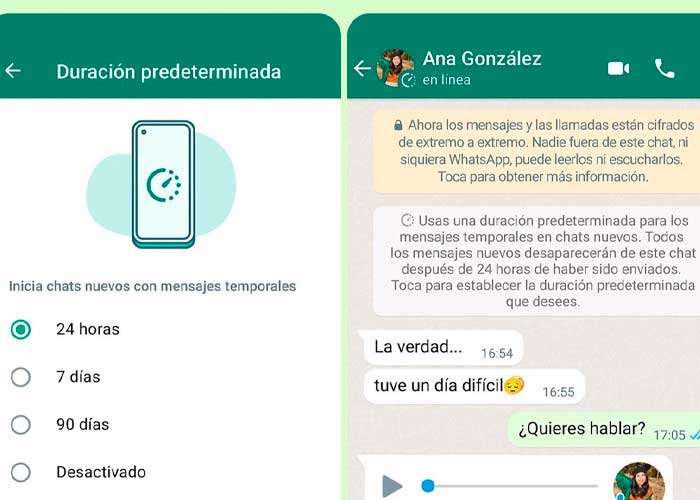 WhatsApp y su nueva función con los mensajes temporales