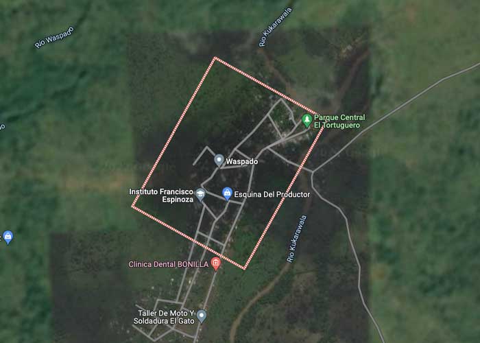 Foto: Imagen satelital de El Tortuguero, Caribe Sur de Nicaragua / Google Maps