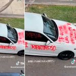 Mujer pinta carro de su esposo infiel