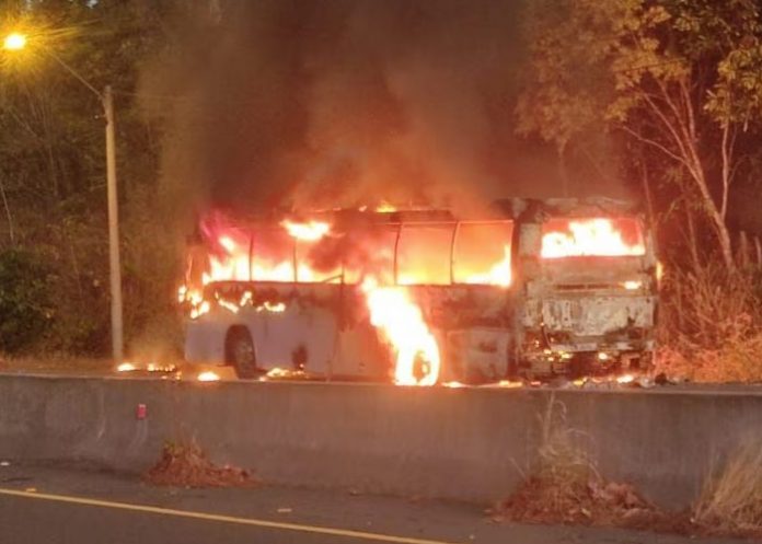 Foto: Un bus que transportaba migrantes se incendió, en Panamá / Cortesía