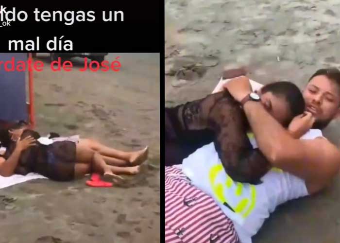 Hombre es descubierto en infidelidad en la playa