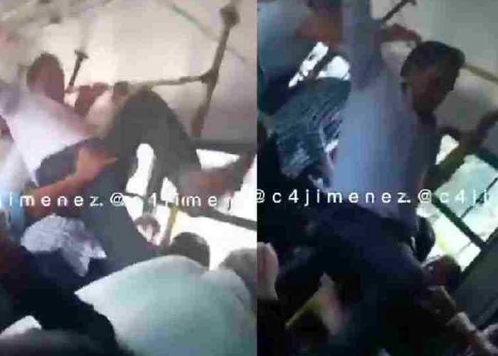 Patada voladora: pasajeros protagonizan pelea en bus