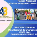 Policía Nacional presenta Reporte Semanal del Plan Nacional de Emergencia Vial