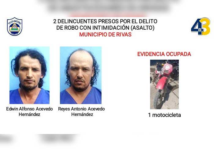 Rivas: Policía Nacional captura a doce supuestos delincuentes por delitos de peligrosidad