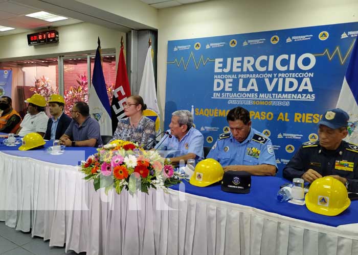 Foto: Conferencia de prensa desde el SINAPRED Nicaragua / TN8