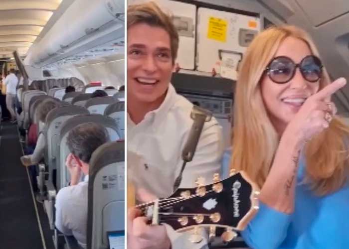 Carlos Baute y Marta Sánchez amenizan turbulencias de un avión