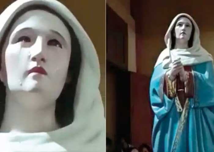 Sorprendentes imágenes de una estatua de la Virgen ‘llorando’