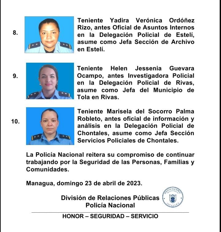 Foto: Autoridades de Nicaragua reconocen el liderazgo de compañeras Policías / Cortesía