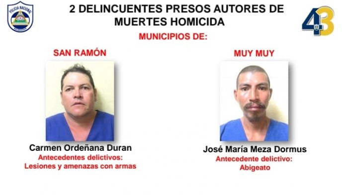 16 presuntos delincuentes capturados en Matagalpa