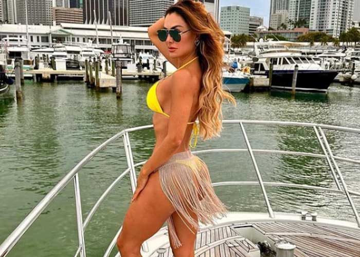 Ninel Conde presume sus atributos en hilos amarillos