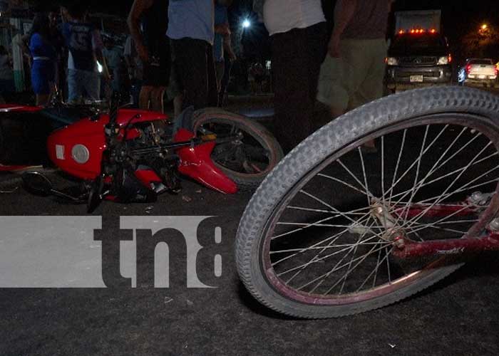 Ciclista ebrio provoca accidente en Las playitas, comarca de Ciudad Darío, Matagalpa