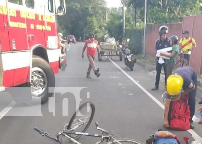 Foto: Ciclista brutalmente catapultado en accidente de tránsito en Diriamba / TN8