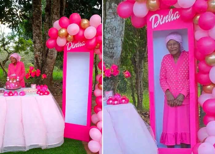 Abuelita celebra sus 107 años con temática de Barbie