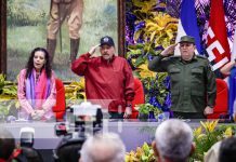 Foto: Presidente de Nicaragua, Daniel Ortega, y la Vicepresidenta Rosario Murillo, en acto por el 128 aniversario del General Sandino / TN8