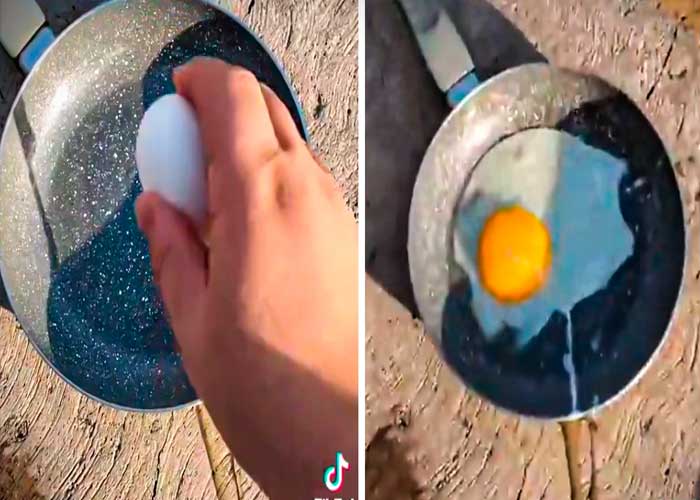 ¡Solo mate! Tiktoker cocino un huevo con el calor del sol en la calle 