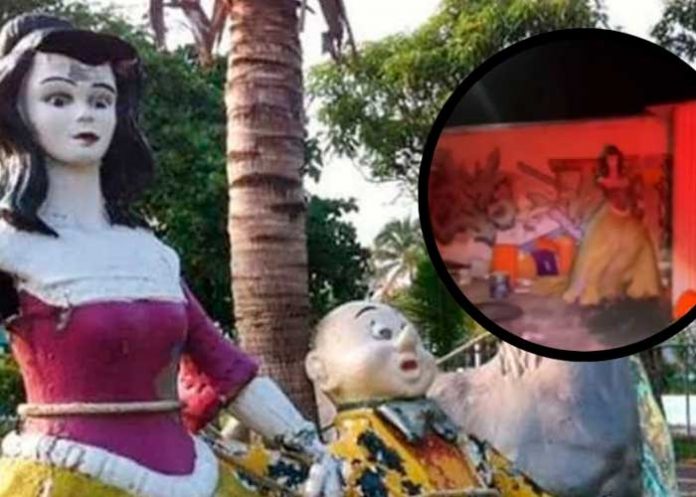 ¡Qué miedo! Graban a estatua de Blancanieves caminando en Veracruz