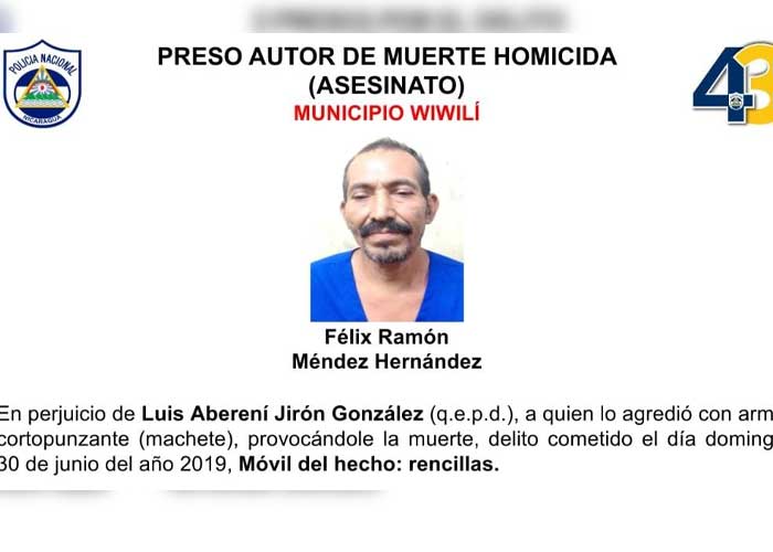 Policía pone tras las rejas a homicida y supuestos delincuentes en Nicaragua
