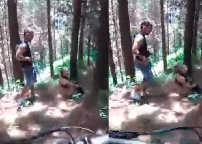 ¡Atrapados! Ciclista descubre a una pareja haciendo el amor en el bosque
