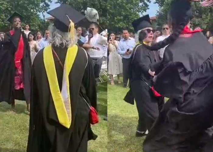 Joven se pelea con su maestra en plena graduación