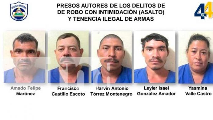 Foto: Policía de Matagalpa captura a cinco sujetos de un robo millonario, los susjetos valiendose de la ayuda de la empleada procedieron a robar / Cortesía