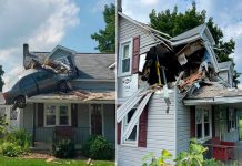 "El carro volador" Se estrelló en el segundo piso de una casa en EEUU