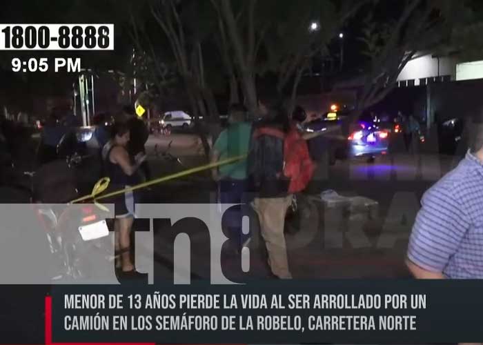 Menor de trece años pierde la vida tras ser arrollado por un camión en Managua