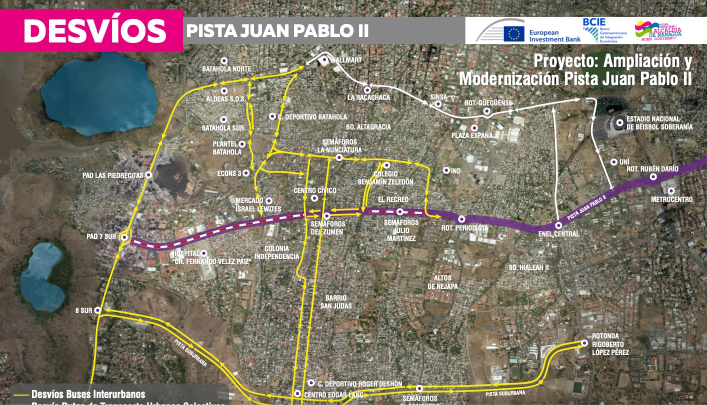 Foto: Datos de desvíos en Managua
