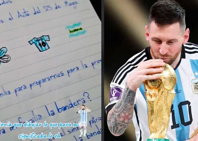 Le piden dibujar los símbolos patrios y dibuja a Messi