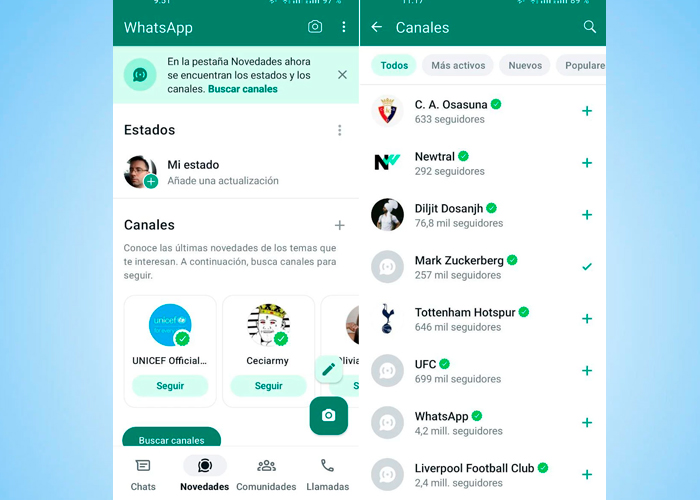 Foto: "Clase copia" WhatsApp toma la idea de Telegram de los canales/Cortesía