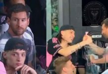 Messi y Peso Pluma juntos durante partido del Inter Miami