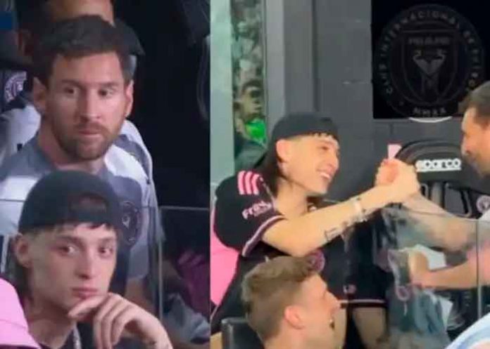 Messi y Peso Pluma juntos durante partido del Inter Miami