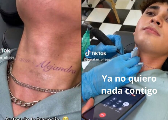 ¡Wow! Joven se tatuaba el nombre de su novia, cuando ella decide terminarlo