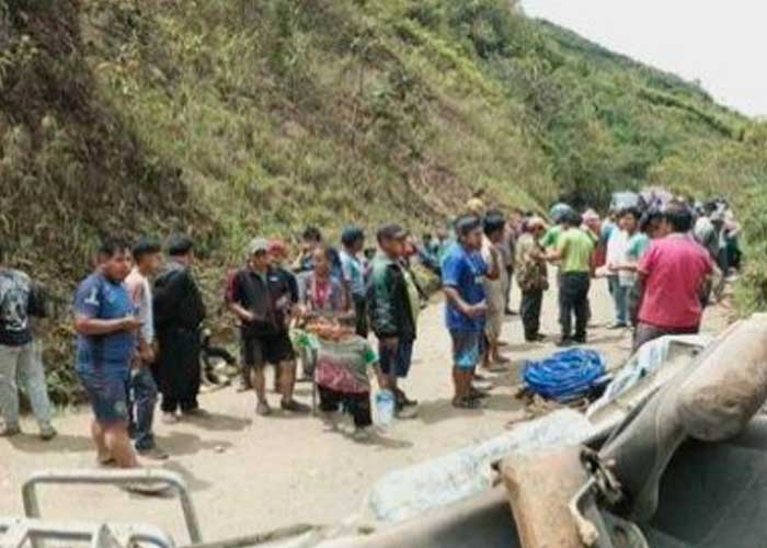 Foto: Seis muertos y siete heridos tras la caída de minibús por barranco en Bolivia/Cortesía