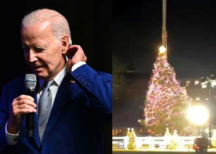 Árbol de navidad se desploma como su presidente Joe Biden