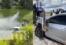 Al fondo de un río terminó un carro y sus ocupantes en Malacatoya (Video)