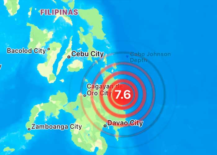 Alerta de tsunami tras sismo de magnitud 7.6 que sacudió Filipinas