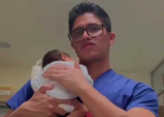 Pediatra arrulla a bebé a recién nacido con canción de Yeri Mua