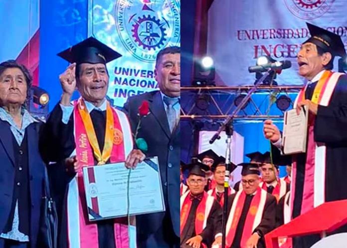 Abuelito de 70 años se gradúa de la UNI en Perú