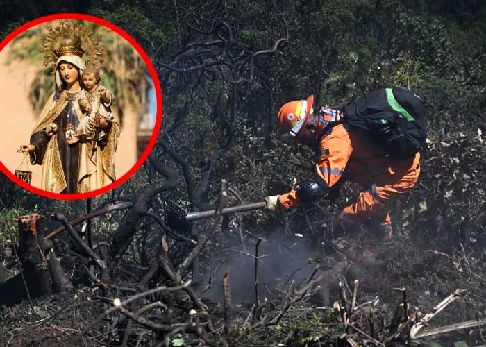 Estatua de una Virgen quedó intacta tras incendio forestal