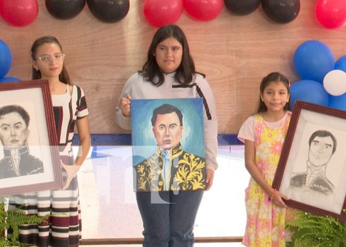 Foto: Jóvenes del Ministerio del interior rinden homenaje a Rubén Darío a través de sus pinturas/TN8