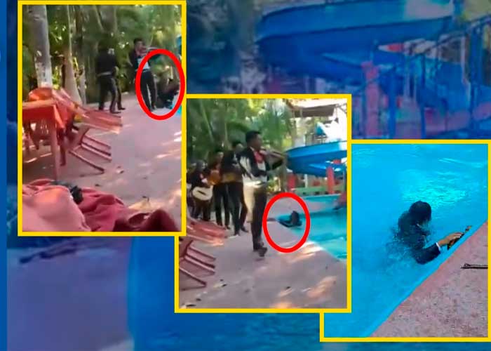 Mariachi cae a la piscina durante la serenata y el video causa sensación 