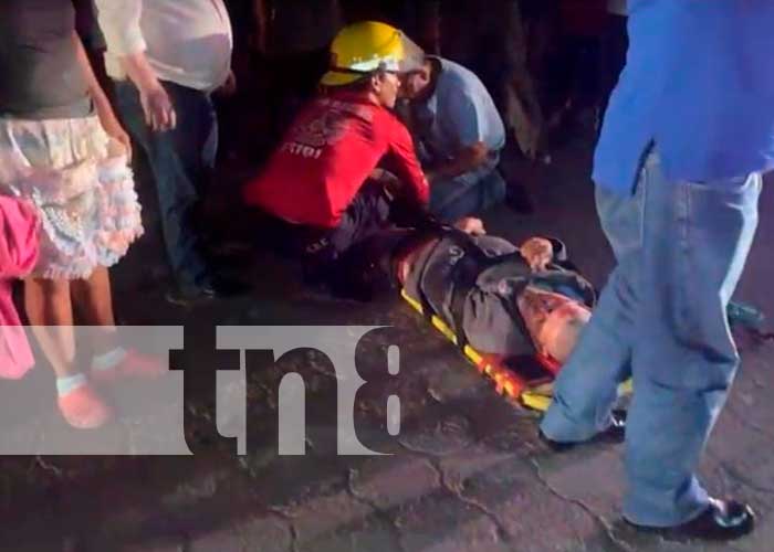 Accidente nocturno en barrio El Paraíso deja dos personas heridas en Estelí