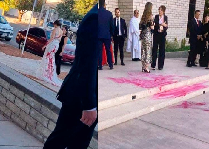 Le lanza pintura a la novia para detener la boda de su hijo