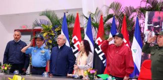 Foto: Presidente Daniel Ortega y Vicepresidenta Rosario Murillo, en acto por conmemoración de 90 años de tránsito a la inmortalidad del General Sandino