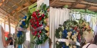 ¿Espíritus inquietos?: Video muestra como un arreglo floral se mueve en un velorio
